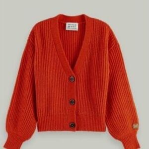 Scotch and soda orange knit cardigan